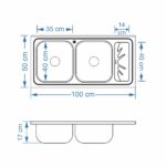 سینک نگین الماس 50*100 روکار کد SA12 - Image 3